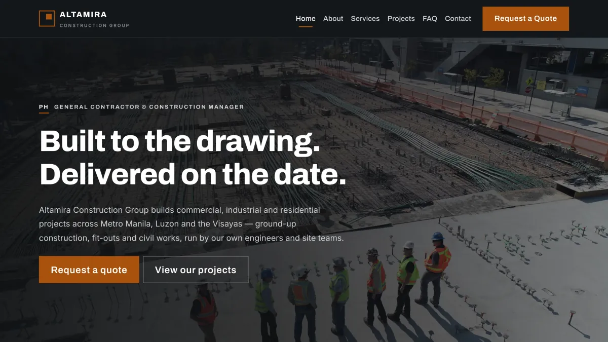Altamira Construction Group marketing site concept