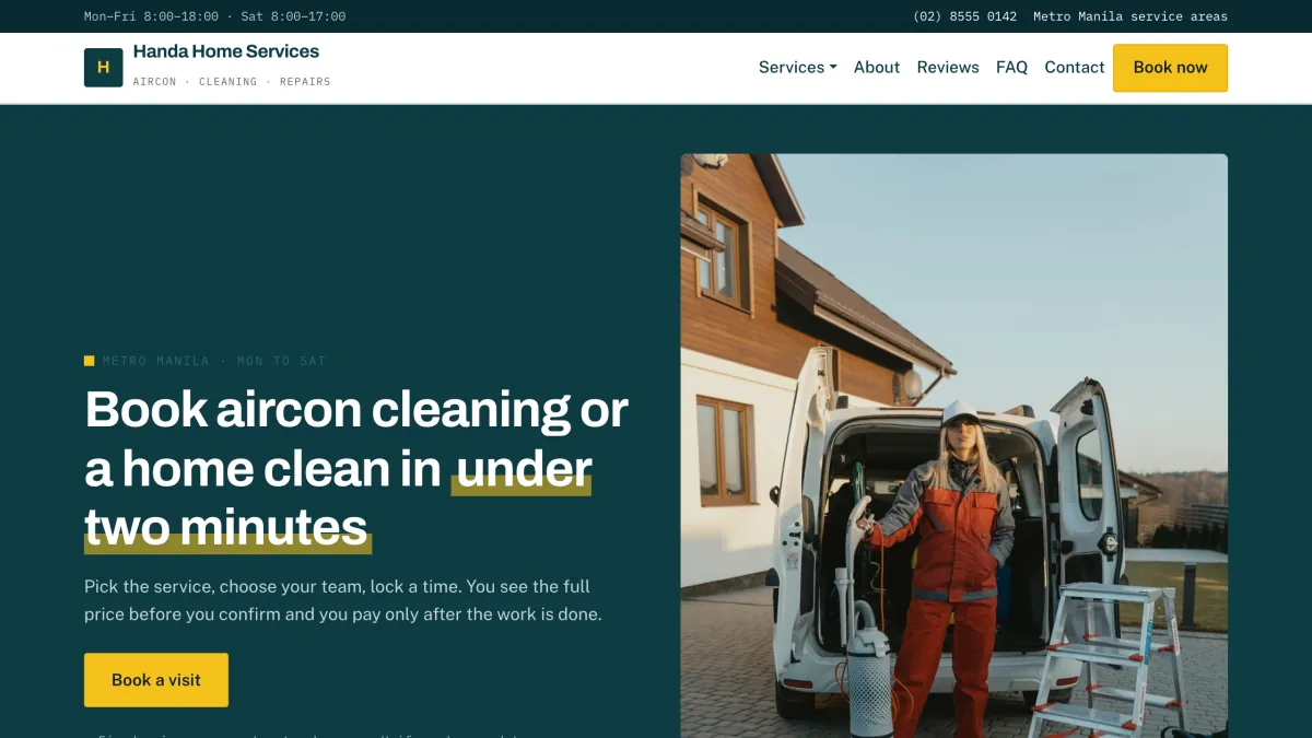 Handa Home Services booking site concept