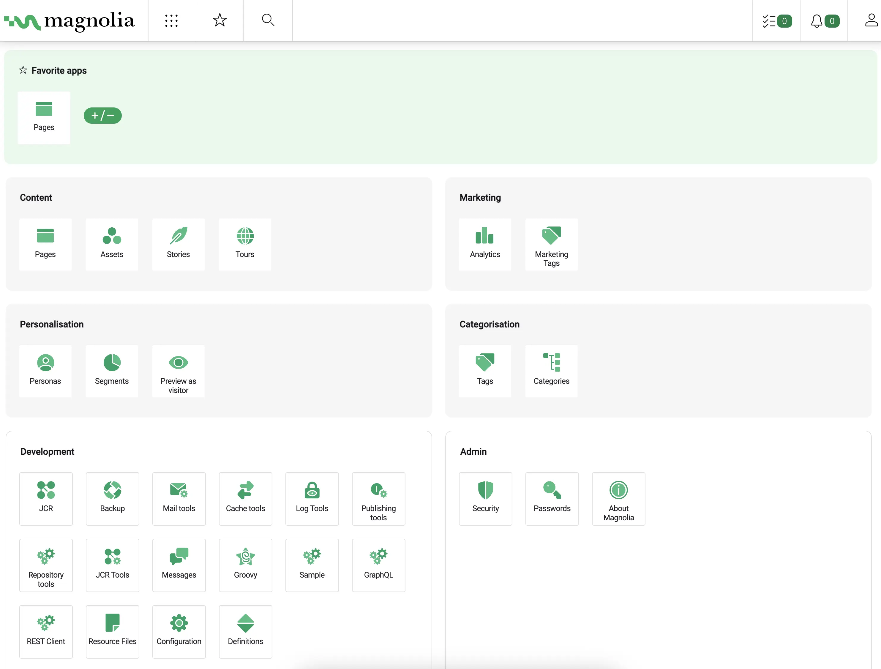 Magnolia CMS AdminCentral managing 150+ localized brand sites from one platform